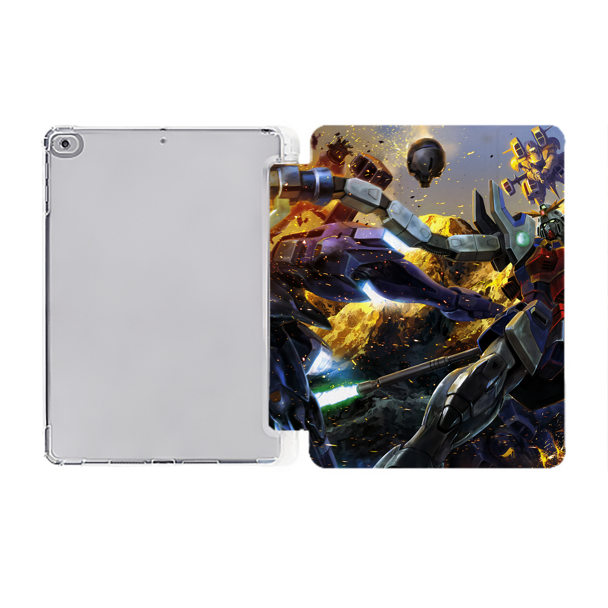 （画像用） 機動戦士ガンダム Mobile Suit Gundam IPad ケース ペン収納付き 三つ折りスタンド PUレザー×シリコン 対応機種9.5/10.5/10.9インチ